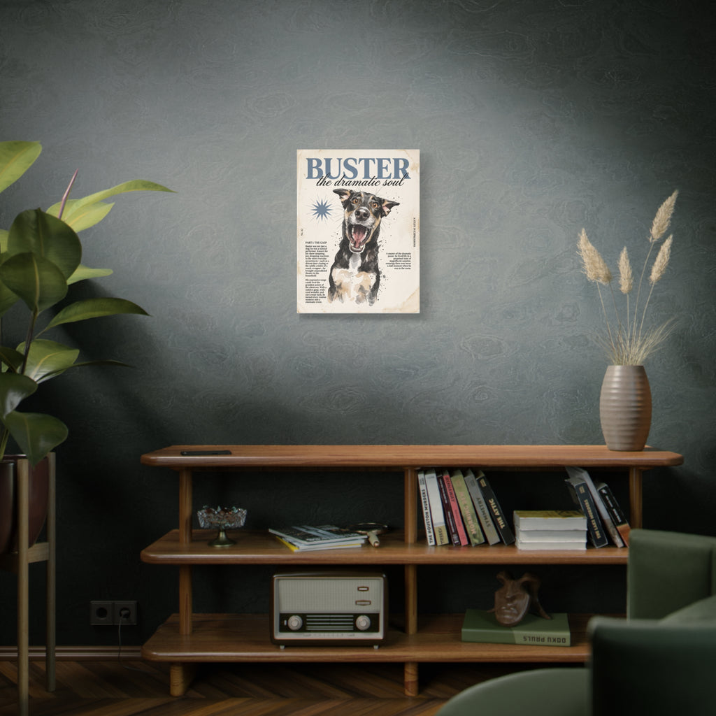 Buster the Dramatic Soul Canvas Wall Art, Pet Portrait Matte Stretched Print