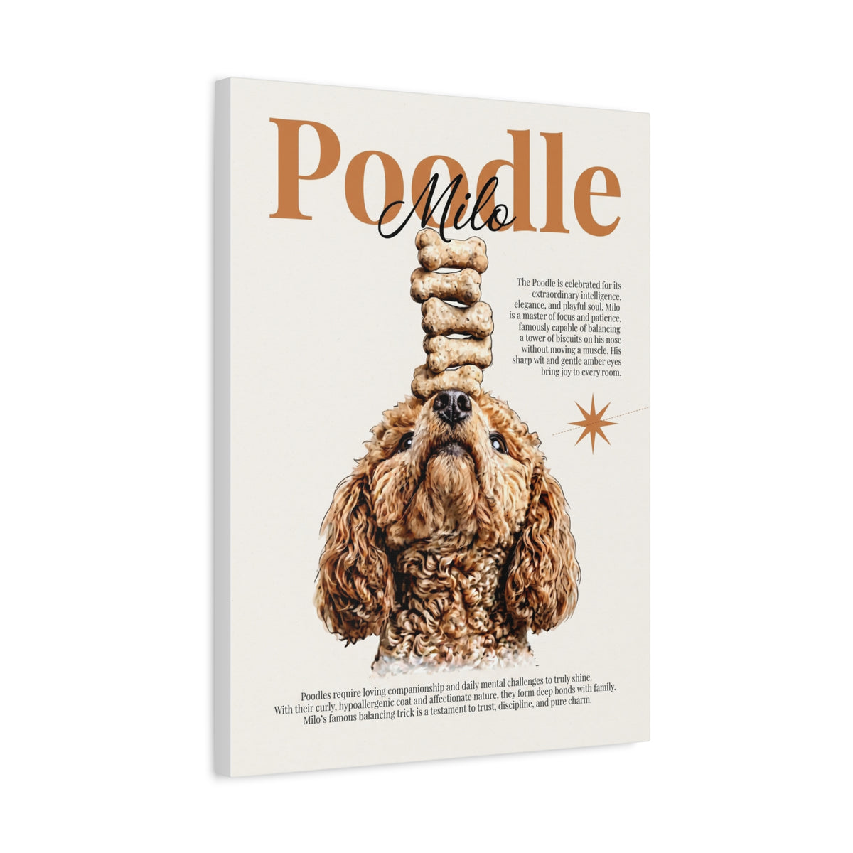 Poodle 'Milo' Matte Canvas, Stretched Dog Portrait Wall Art