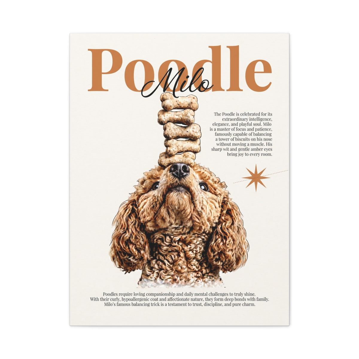 Poodle 'Milo' Matte Canvas, Stretched Dog Portrait Wall Art