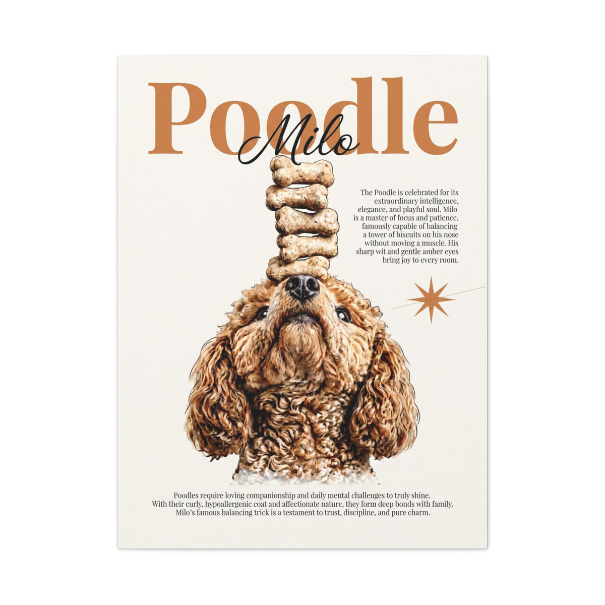 Poodle 'Milo' Matte Canvas, Stretched Dog Portrait Wall Art