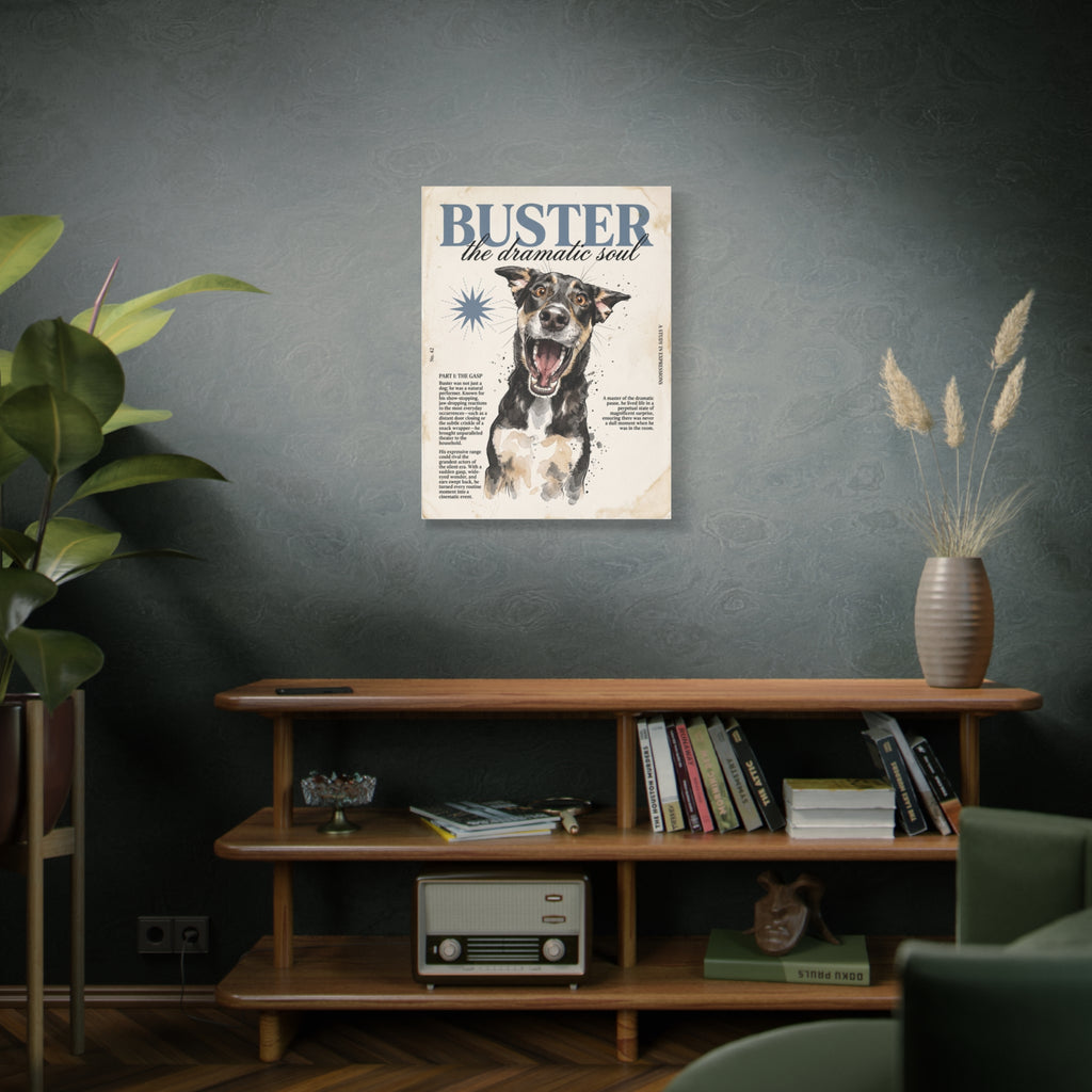 Buster the Dramatic Soul Canvas Wall Art, Pet Portrait Matte Stretched Print