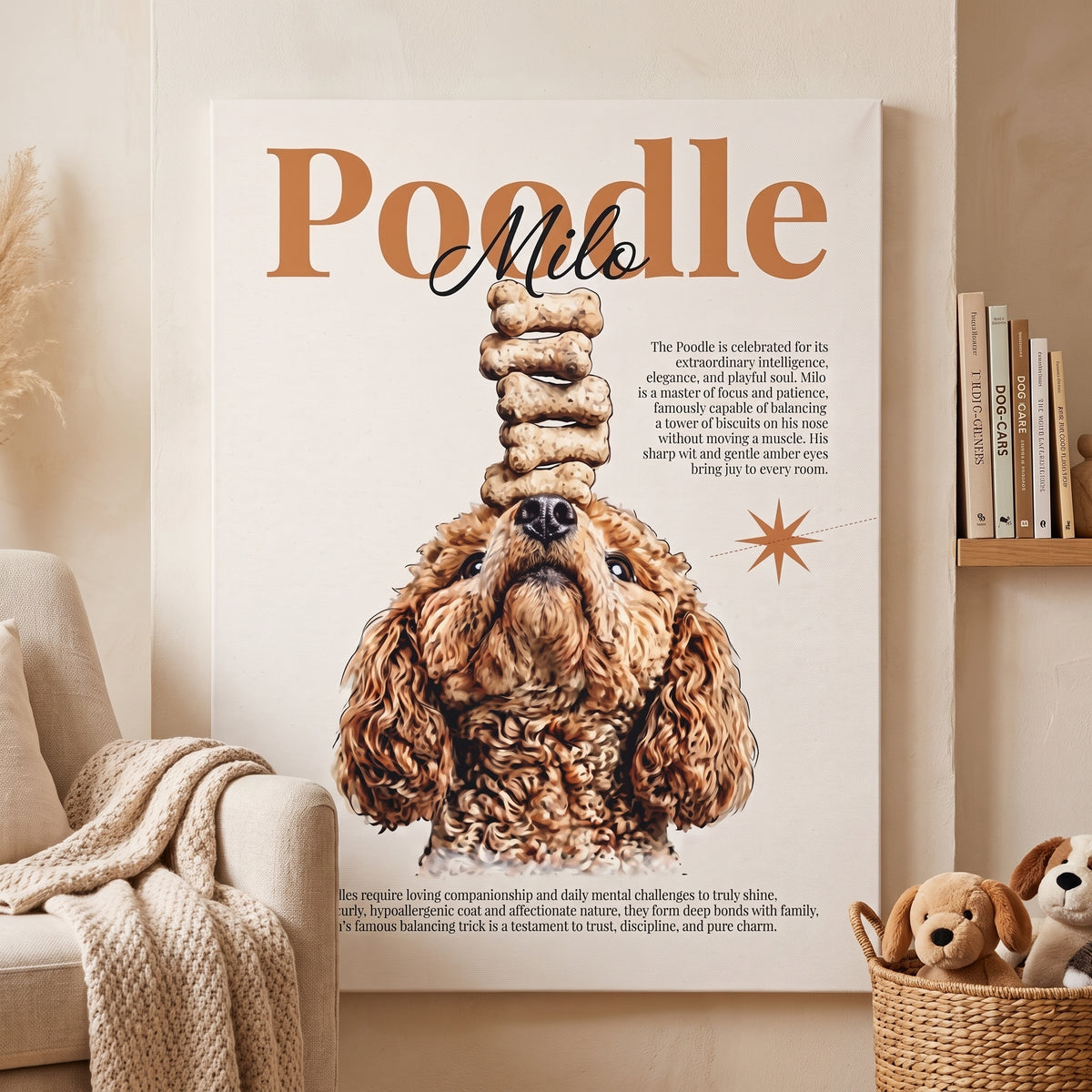 Poodle 'Milo' Matte Canvas, Stretched Dog Portrait Wall Art