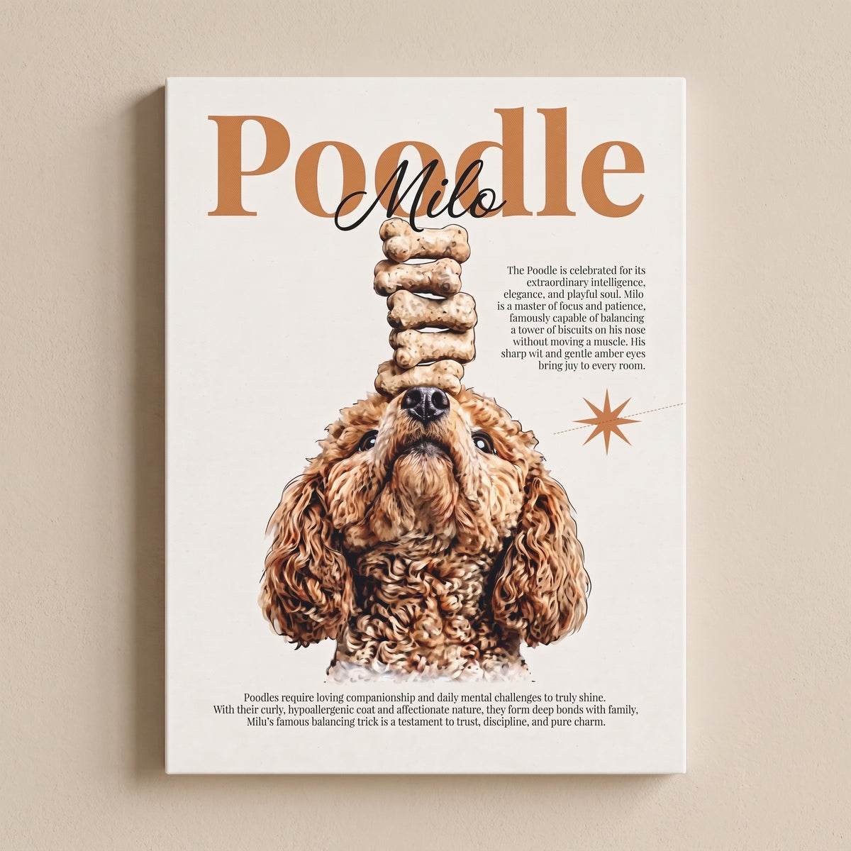Poodle 'Milo' Matte Canvas, Stretched Dog Portrait Wall Art