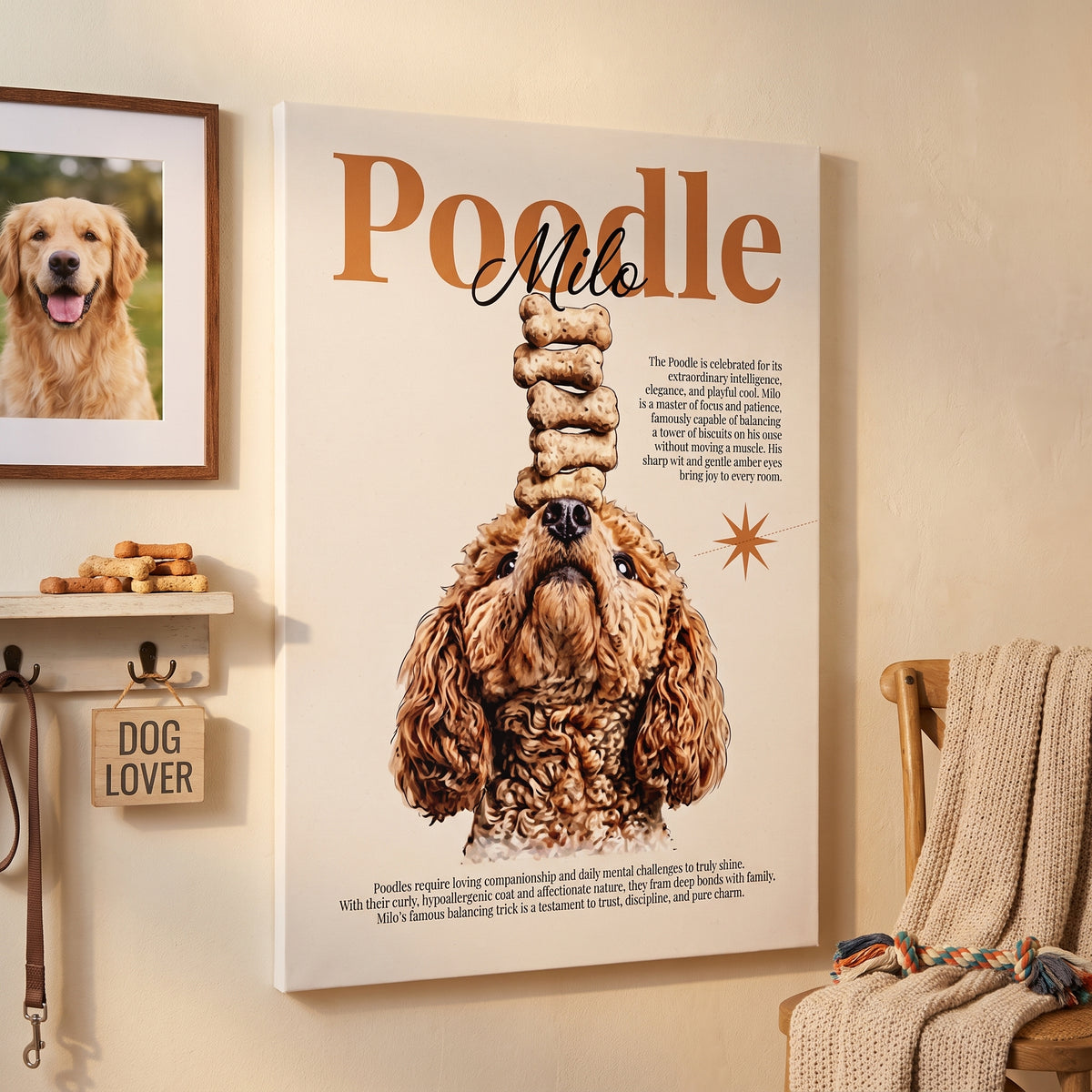 Poodle 'Milo' Matte Canvas, Stretched Dog Portrait Wall Art