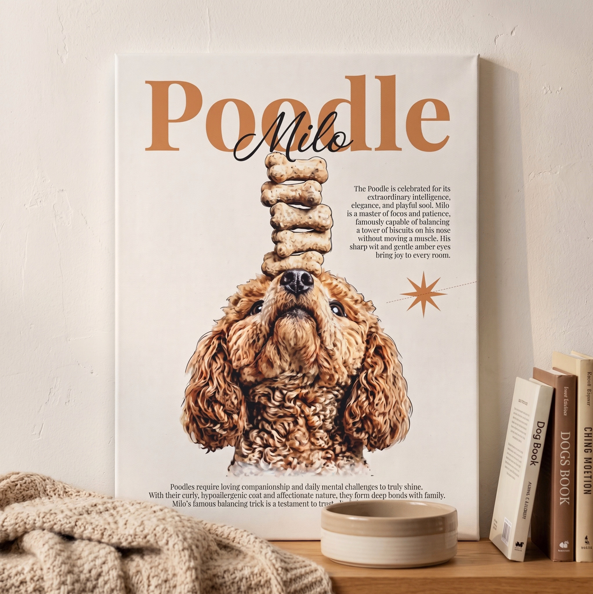 Poodle 'Milo' Matte Canvas, Stretched Dog Portrait Wall Art